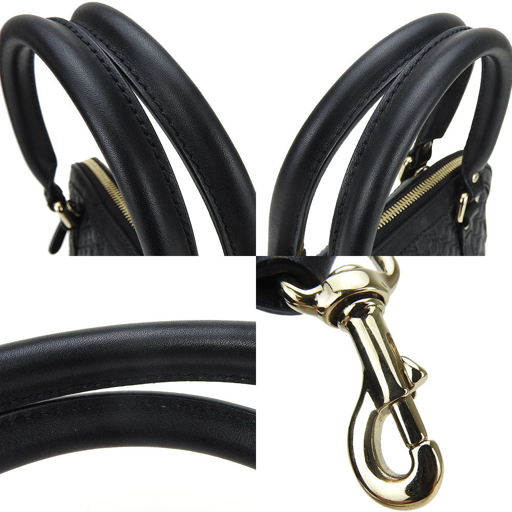 GUCCI Handbag leather black Micro Guccisima Women Used Authentic