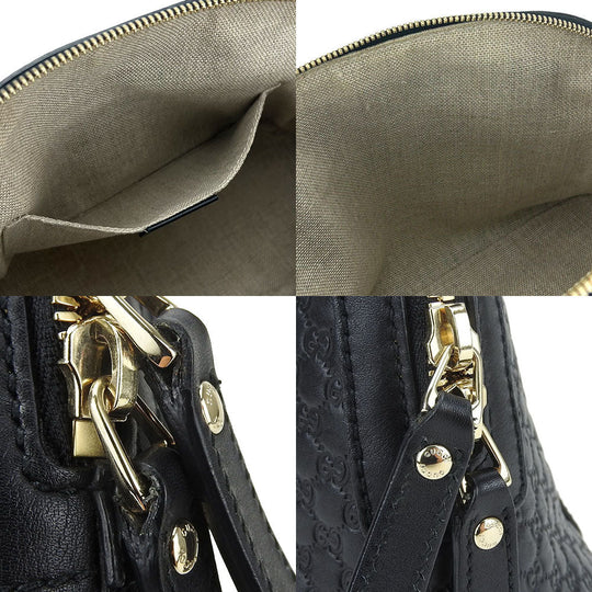 GUCCI Handbag leather black Micro Guccisima Women Used Authentic