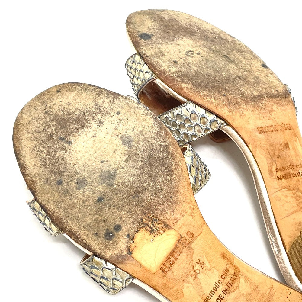 HERMES Sandals leather Beige type H motif Oasis Oasis Women 36.5 Used Authentic