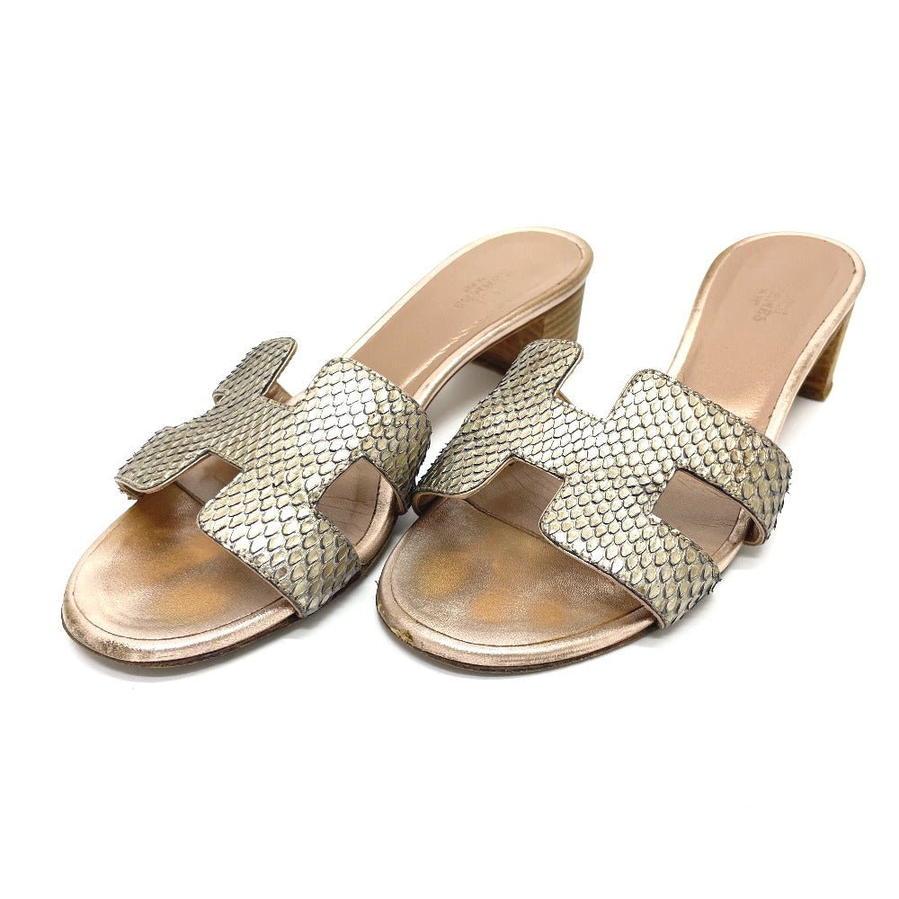 HERMES Sandals leather Beige type H motif Oasis Oasis Women 36.5 Used Authentic