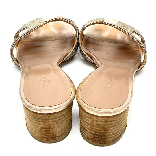 HERMES Sandals leather Beige type H motif Oasis Oasis Women 36.5 Used Authentic
