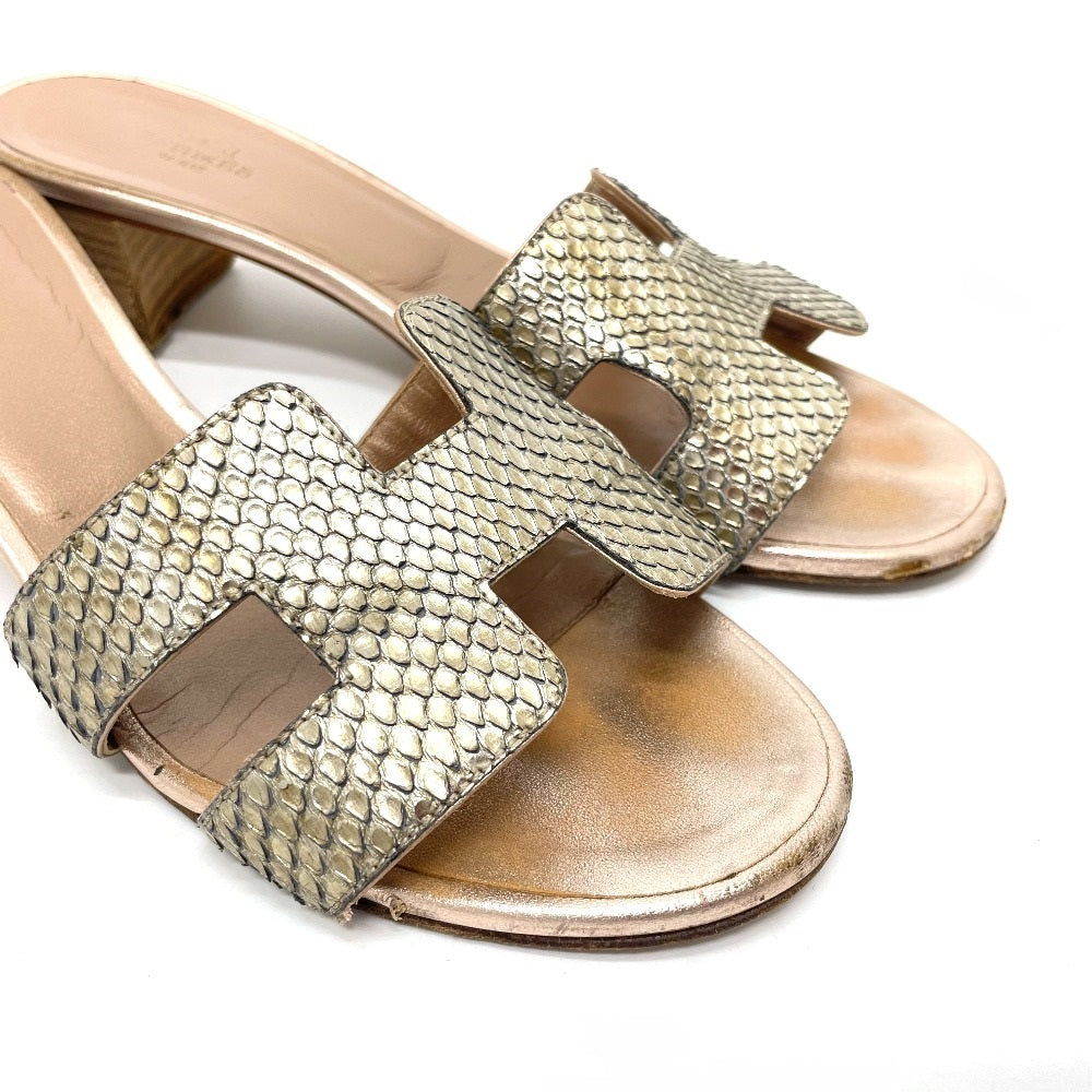 HERMES Sandals leather Beige type H motif Oasis Oasis Women 36.5 Used Authentic