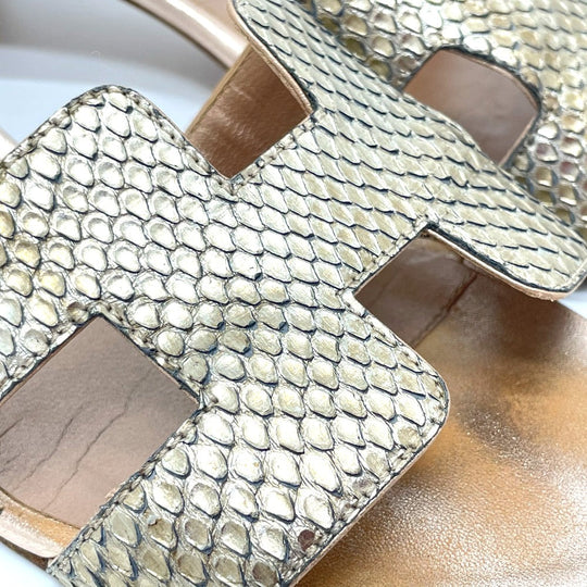 HERMES Sandals leather Beige type H motif Oasis Oasis Women 36.5 Used Authentic