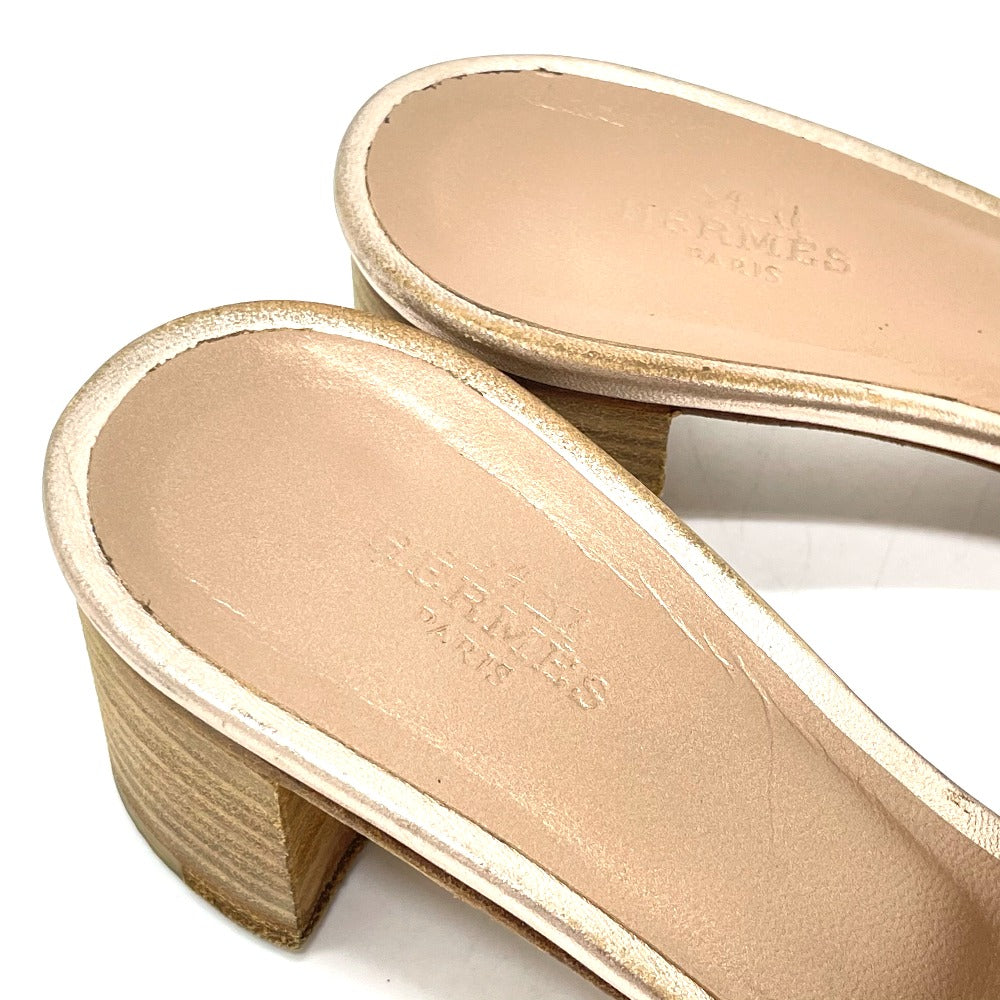 HERMES Sandals leather Beige type H motif Oasis Oasis Women 36.5 Used Authentic