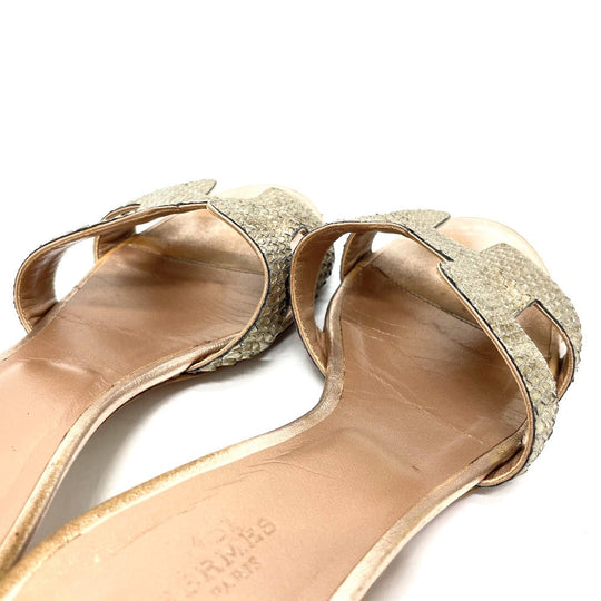 HERMES Sandals leather Beige type H motif Oasis Oasis Women 36.5 Used Authentic