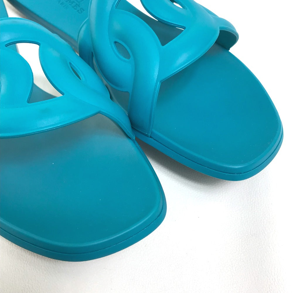 HERMES Sandals rubber blue Petanco flat Aloha Chene Dunkle Women 36 Used Authentic