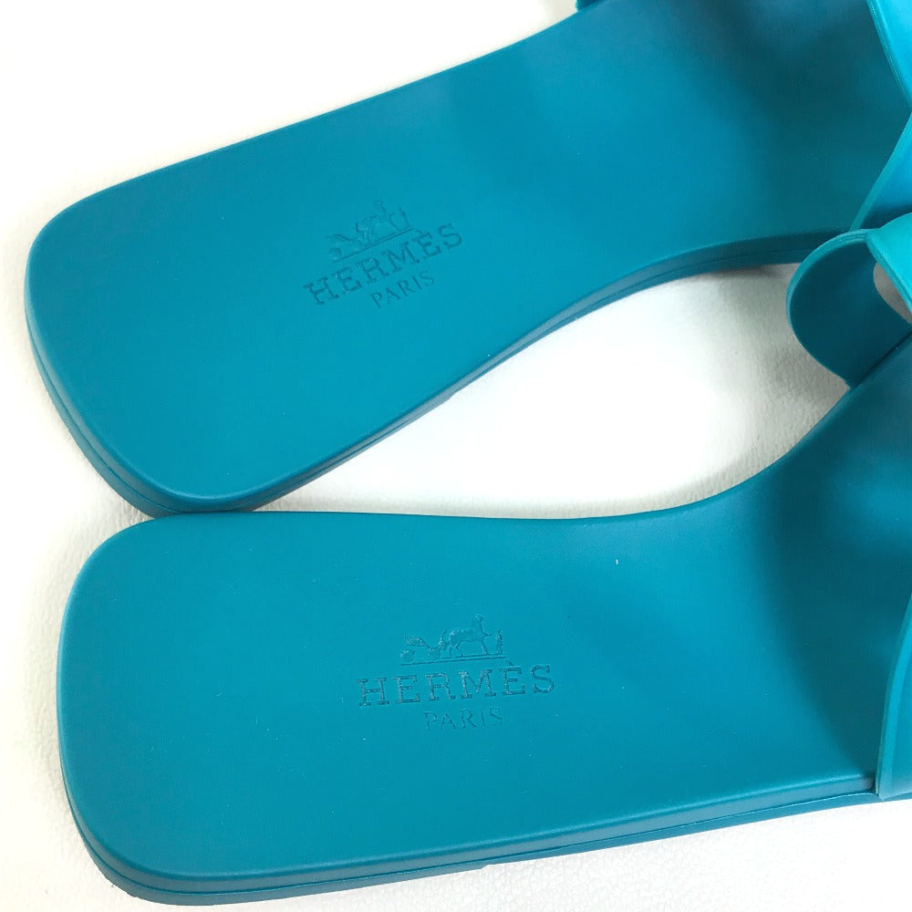 HERMES Sandals rubber blue Petanco flat Aloha Chene Dunkle Women 36 Used Authentic