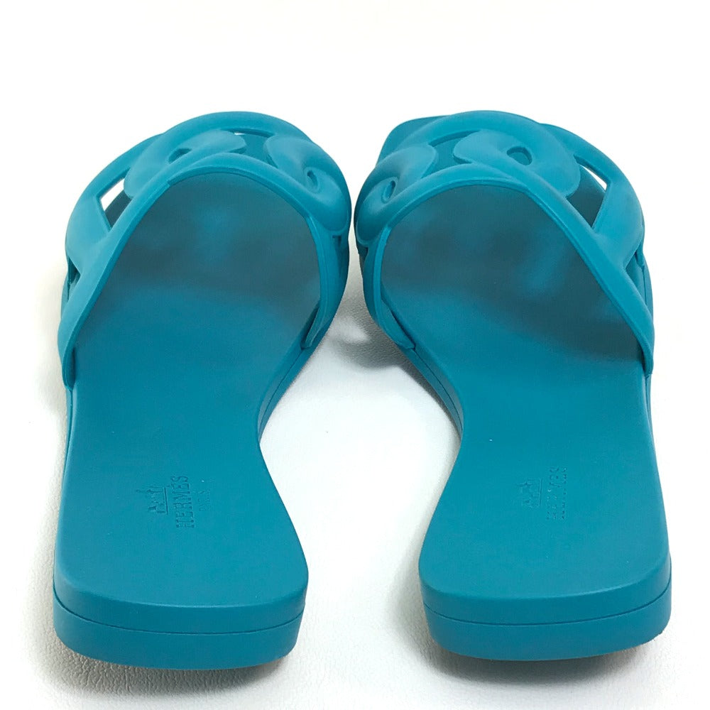 HERMES Sandals rubber blue Petanco flat Aloha Chene Dunkle Women 36 Used Authentic