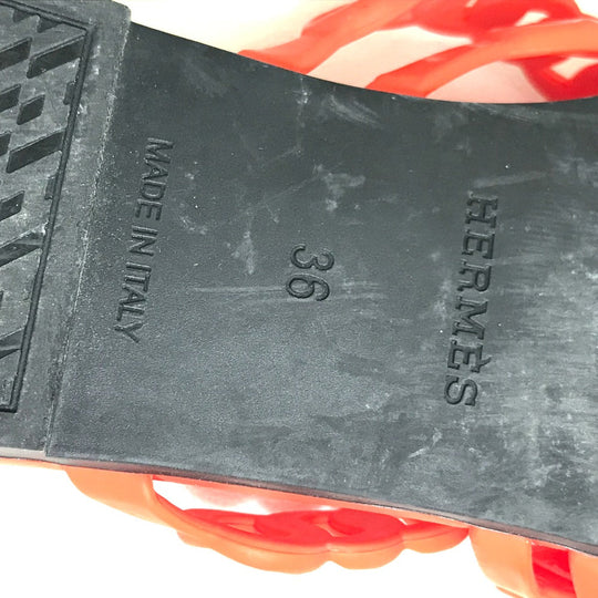 HERMES Sandals rubber Orange flat Shenu Dunkle Women 36 Used Authentic