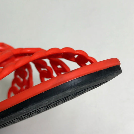 HERMES Sandals rubber Orange flat Shenu Dunkle Women 36 Used Authentic