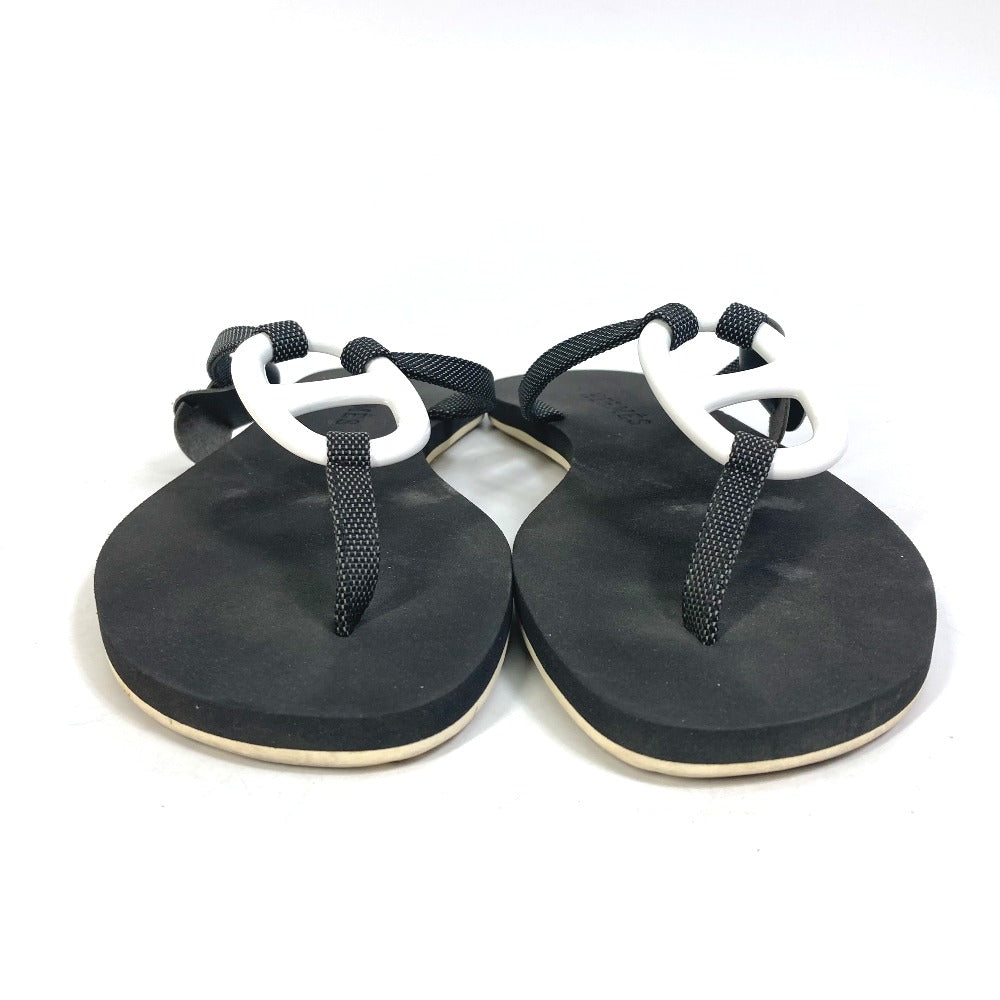 HERMES Sandals rubber black Chene Dunkle Caranella Women 37 Used Authentic