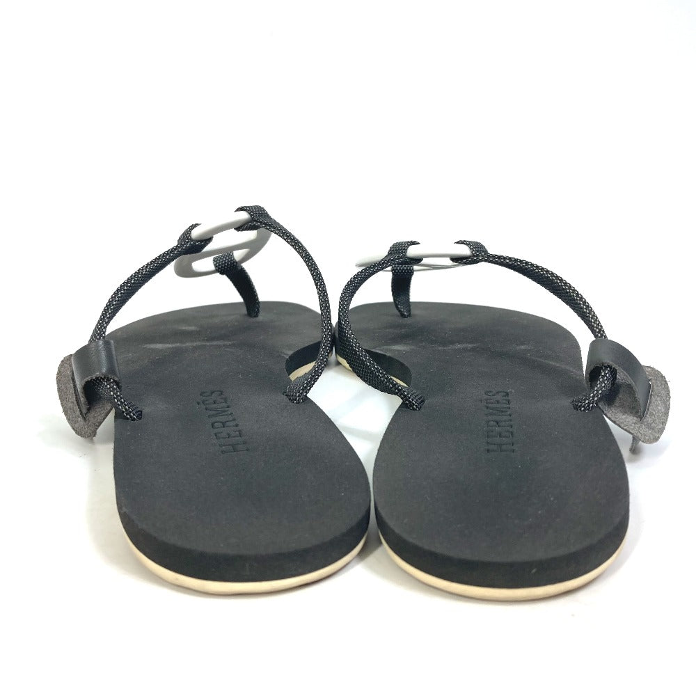 HERMES Sandals rubber black Chene Dunkle Caranella Women 37 Used Authentic