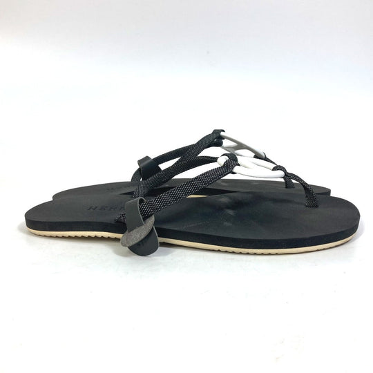 HERMES Sandals rubber black Chene Dunkle Caranella Women 37 Used Authentic