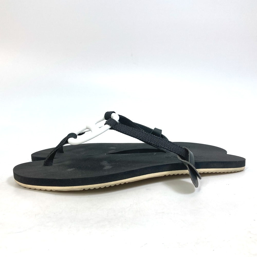 HERMES Sandals rubber black Chene Dunkle Caranella Women 37 Used Authentic