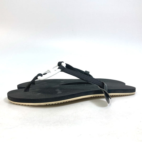 HERMES Sandals rubber black Chene Dunkle Caranella Women 37 Used Authentic
