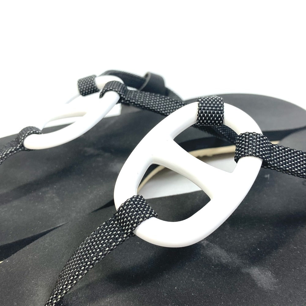 HERMES Sandals rubber black Chene Dunkle Caranella Women 37 Used Authentic