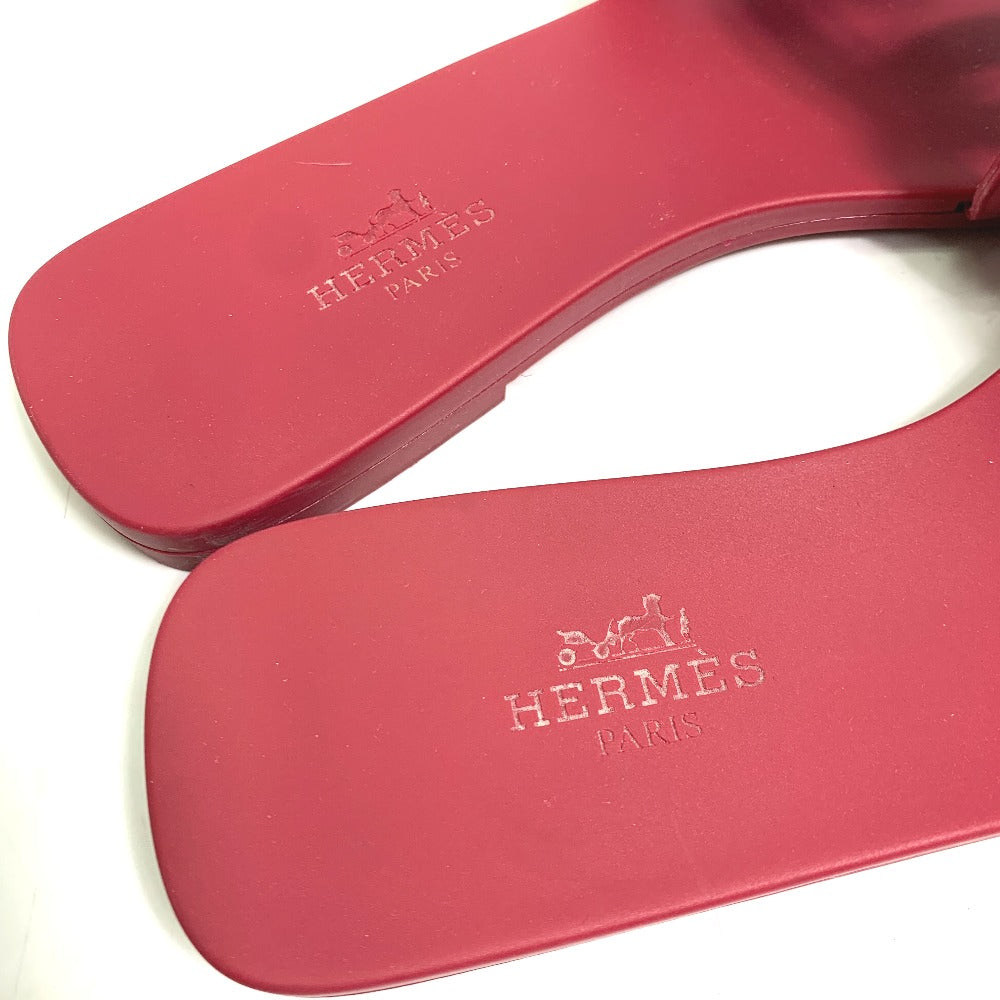 HERMES Sandals rubber Red shoes flats flats Aloha Chene Dunkle Women 35 Used Authentic