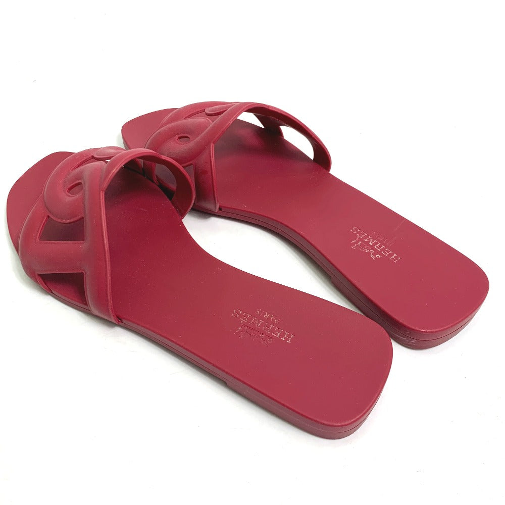 HERMES Sandals rubber Red shoes flats flats Aloha Chene Dunkle Women 35 Used Authentic