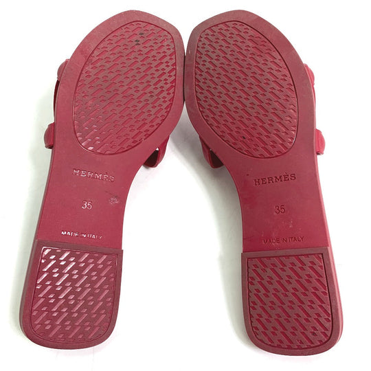 HERMES Sandals rubber Red shoes flats flats Aloha Chene Dunkle Women 35 Used Authentic