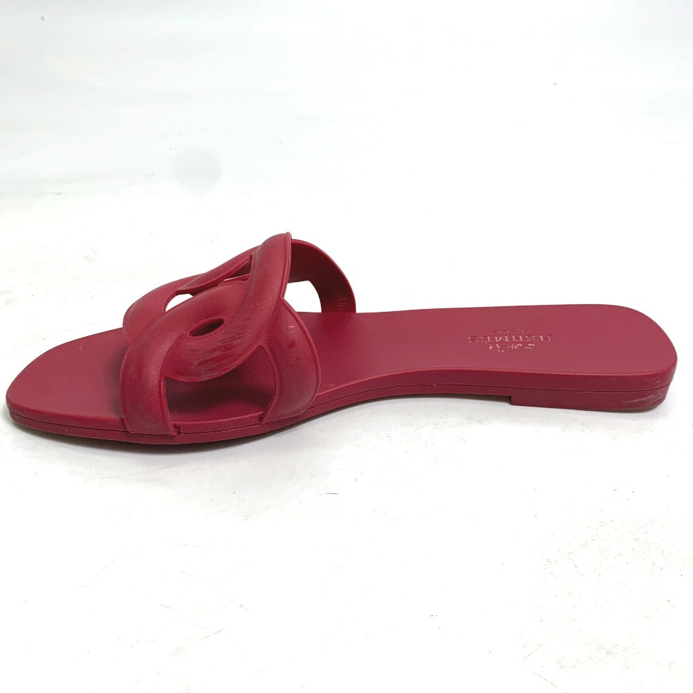 HERMES Sandals rubber Red shoes flats flats Aloha Chene Dunkle Women 35 Used Authentic