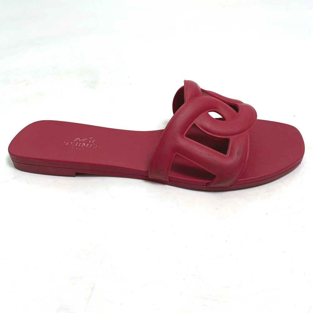 HERMES Sandals rubber Red shoes flats flats Aloha Chene Dunkle Women 35 Used Authentic