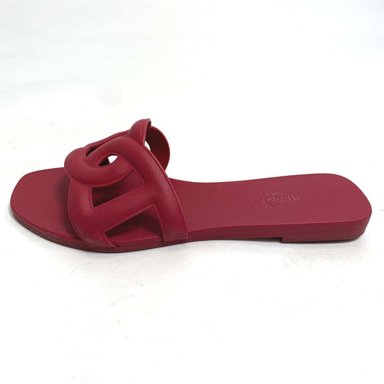 HERMES Sandals rubber Red shoes flats flats Aloha Chene Dunkle Women 35 Used Authentic