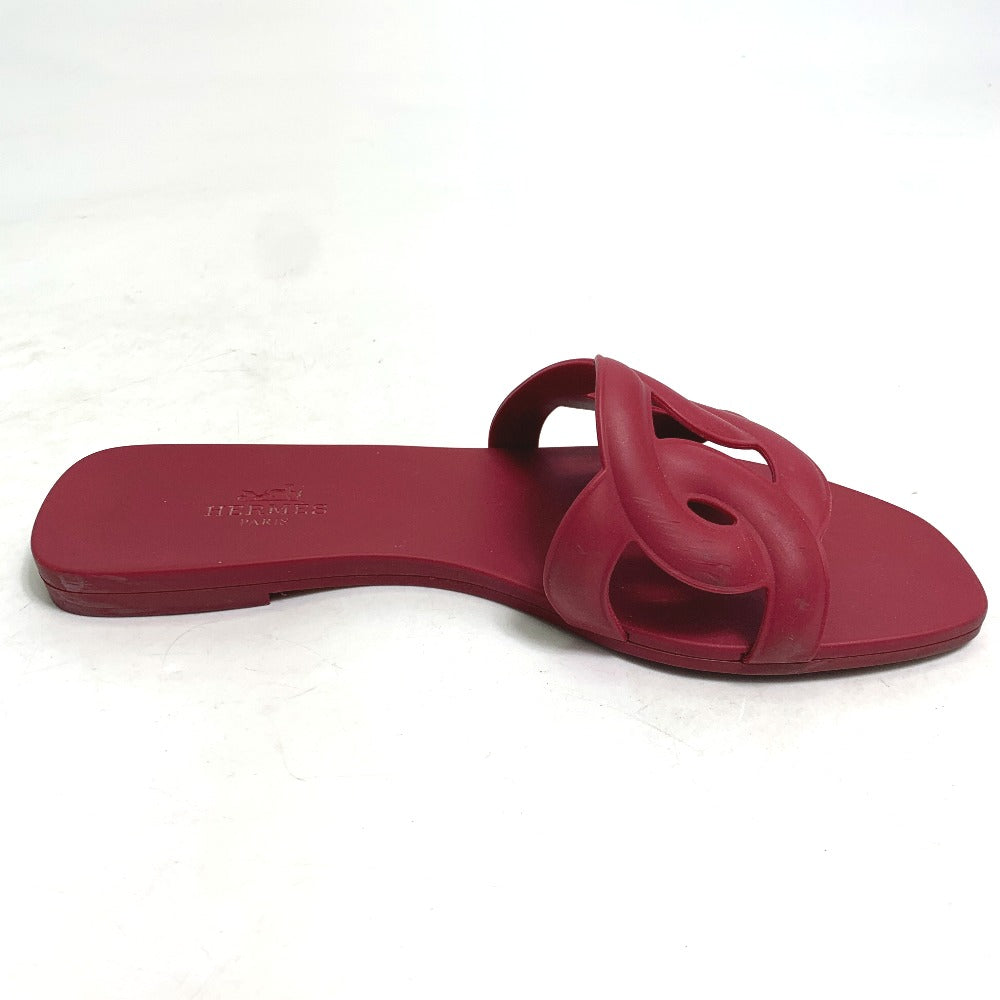 HERMES Sandals rubber Red shoes flats flats Aloha Chene Dunkle Women 35 Used Authentic