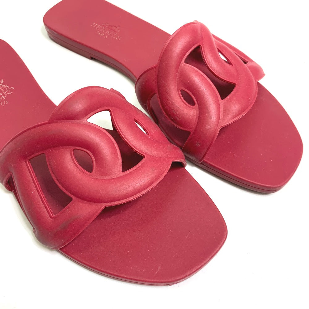 HERMES Sandals rubber Red shoes flats flats Aloha Chene Dunkle Women 35 Used Authentic