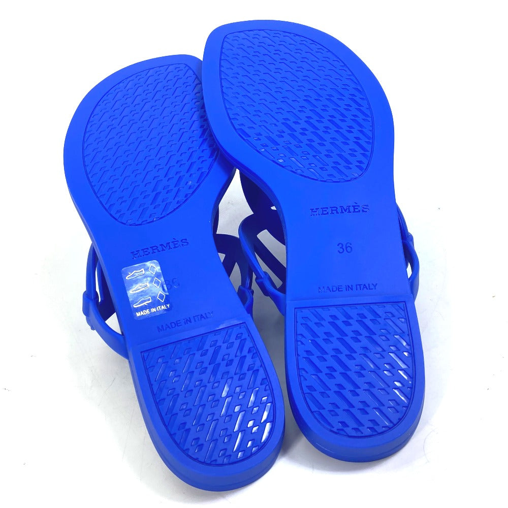 HERMES Sandals rubber blue Flat thong shoes Chene Dunkle Egeri Women 36 Used Authentic