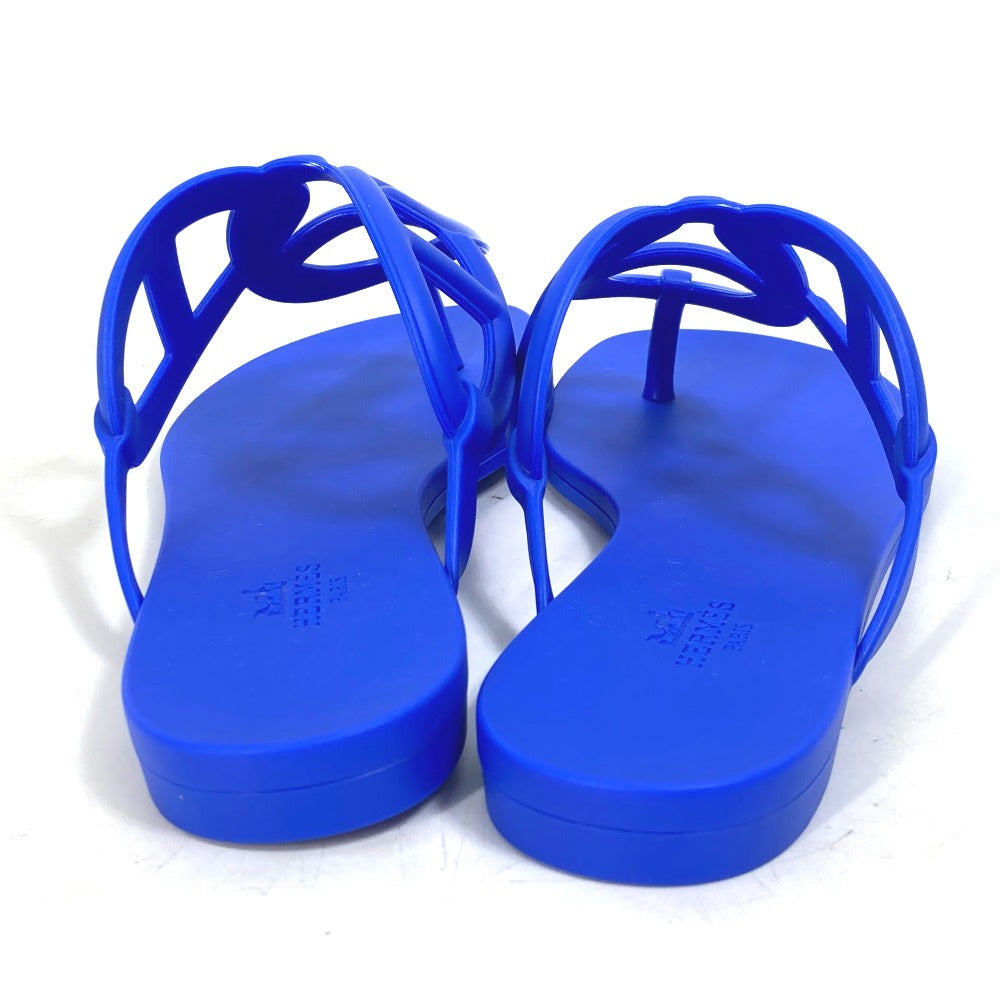 HERMES Sandals rubber blue Flat thong shoes Chene Dunkle Egeri Women 36 Used Authentic