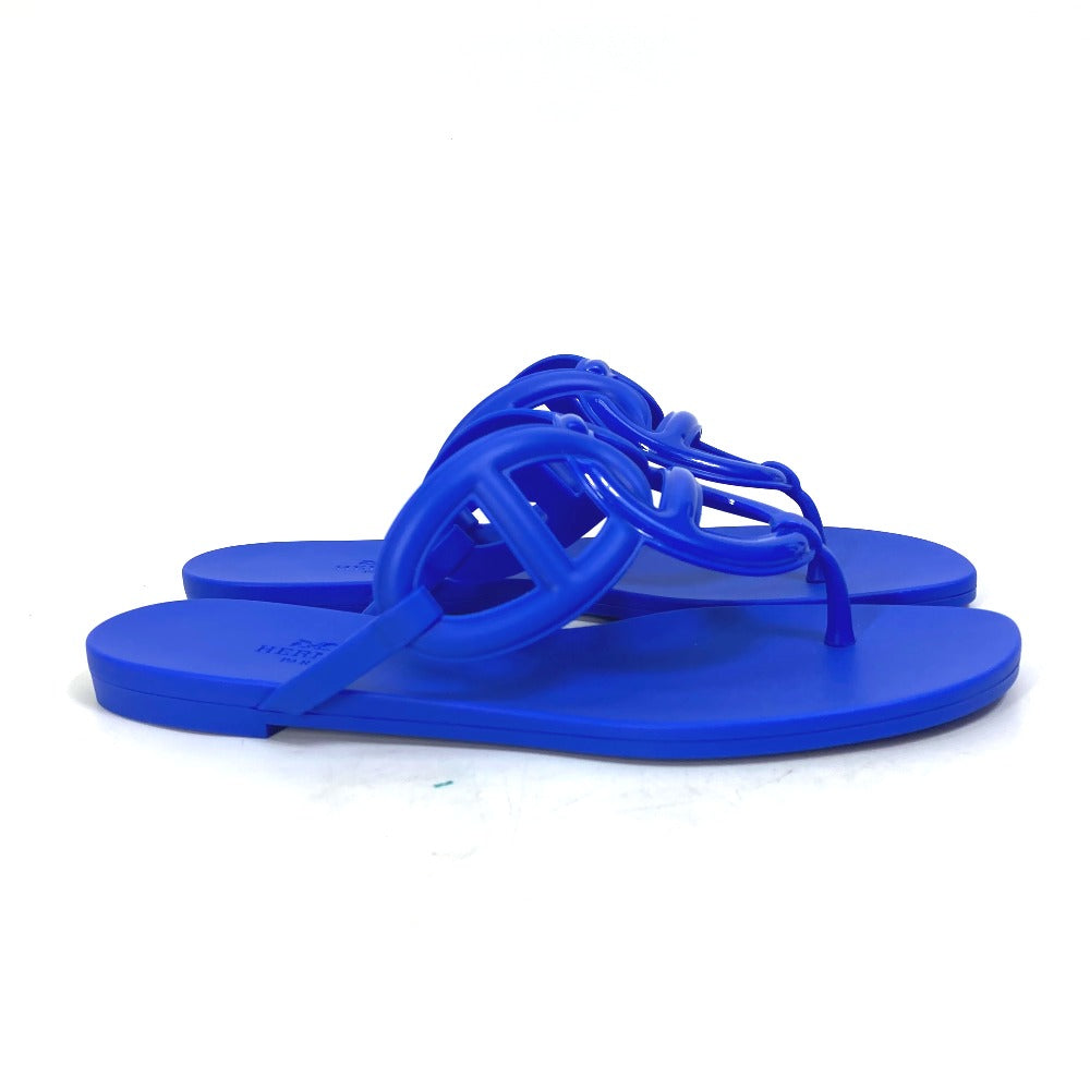HERMES Sandals rubber blue Flat thong shoes Chene Dunkle Egeri Women 36 Used Authentic