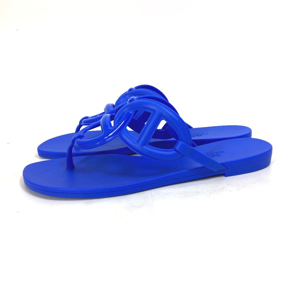 HERMES Sandals rubber blue Flat thong shoes Chene Dunkle Egeri Women 36 Used Authentic