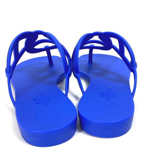 HERMES Sandals rubber blue Flat thong shoes Chene Dunkle Egeri Women 36 Used Authentic