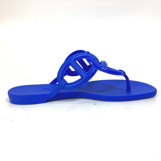 HERMES Sandals rubber blue Flat thong shoes Chene Dunkle Egeri Women 36 Used Authentic