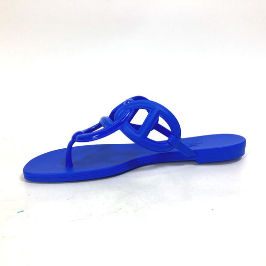 HERMES Sandals rubber blue Flat thong shoes Chene Dunkle Egeri Women 36 Used Authentic