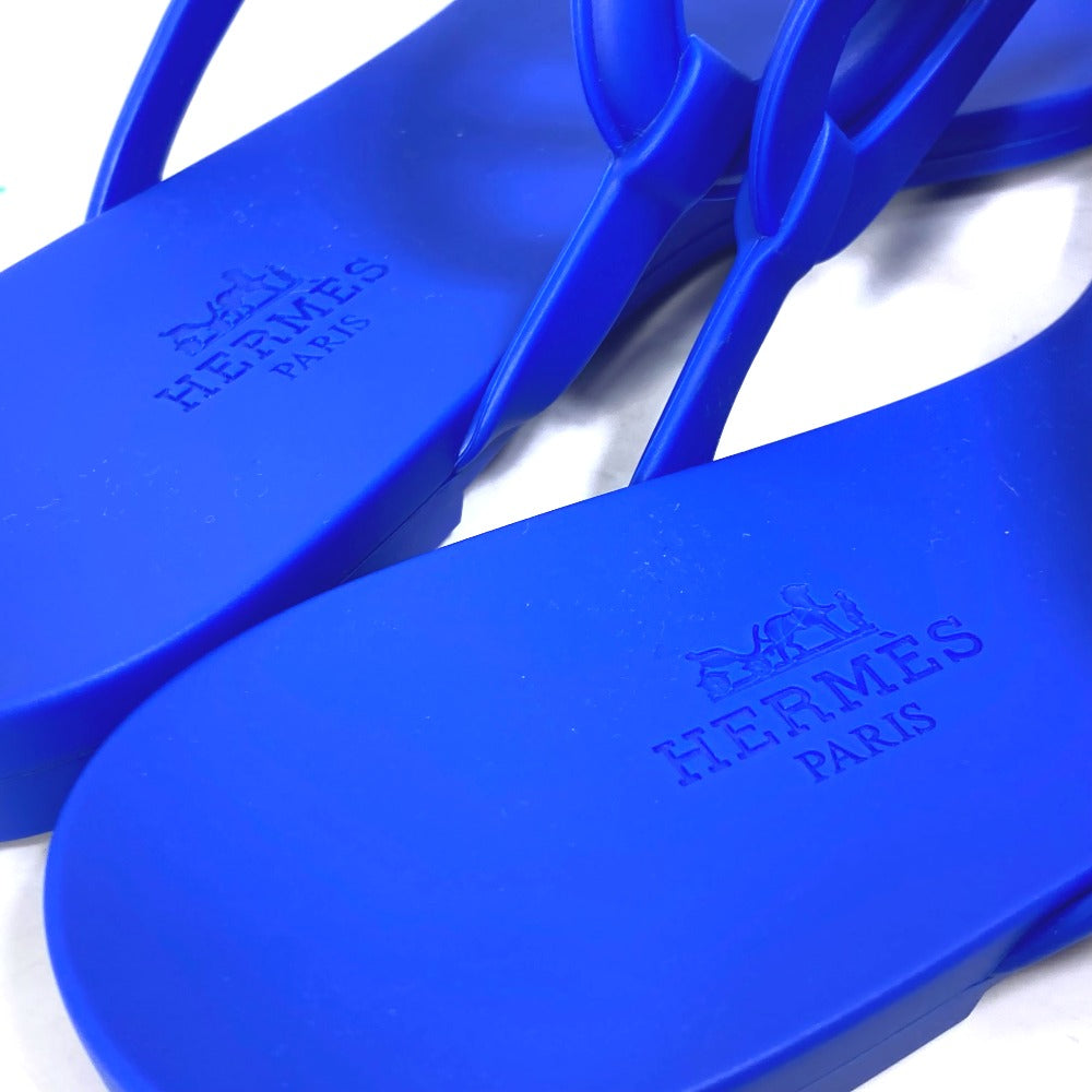 HERMES Sandals rubber blue Flat thong shoes Chene Dunkle Egeri Women 36 Used Authentic