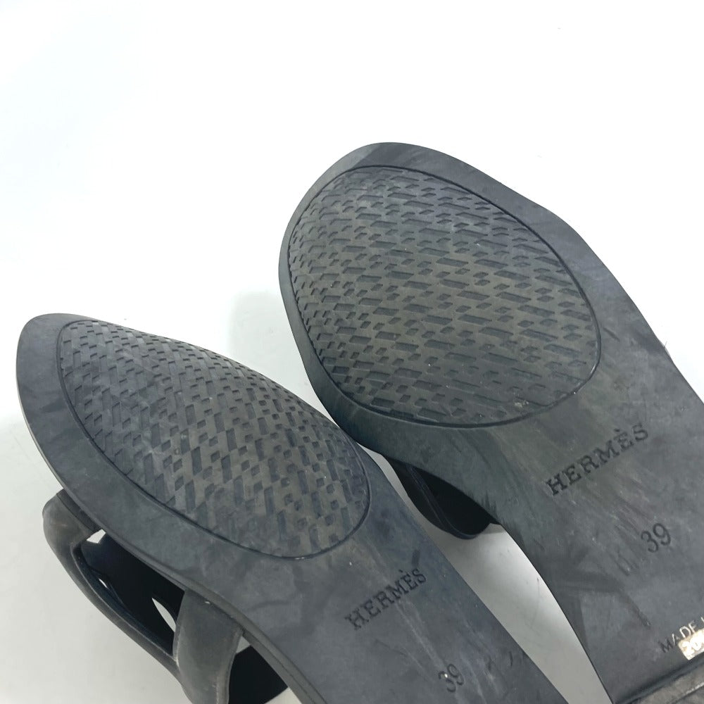 HERMES Sandals rubber black shoes flats flats Aloha Chene Dunkle Women 39 Used Authentic