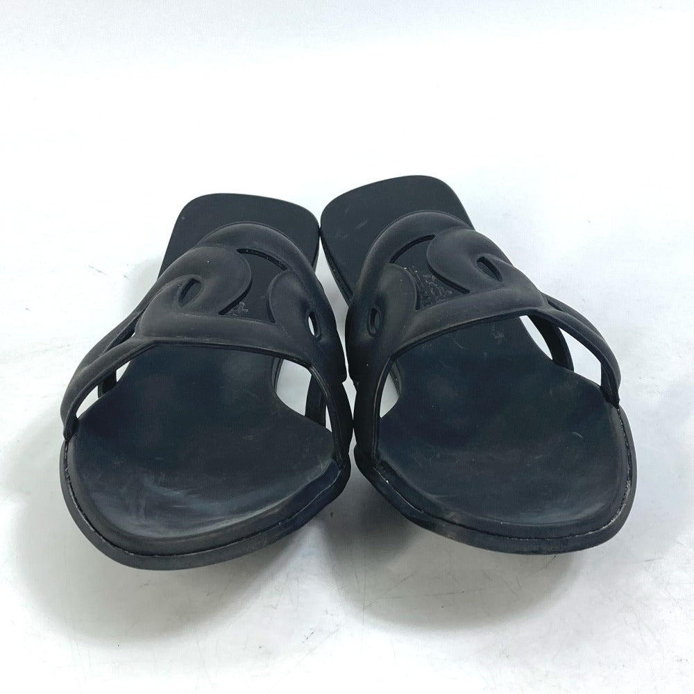 HERMES Sandals rubber black shoes flats flats Aloha Chene Dunkle Women 39 Used Authentic