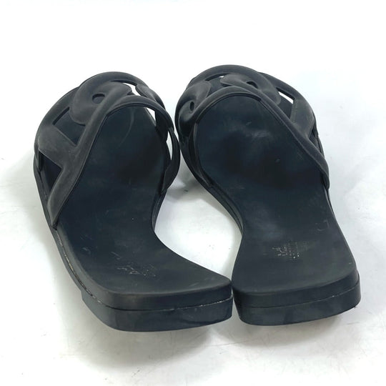 HERMES Sandals rubber black shoes flats flats Aloha Chene Dunkle Women 39 Used Authentic