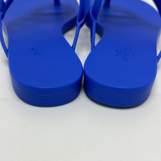 HERMES Sandals rubber blue Flat thong shoes Chene Dunkle Egeri Women 35 Used Authentic