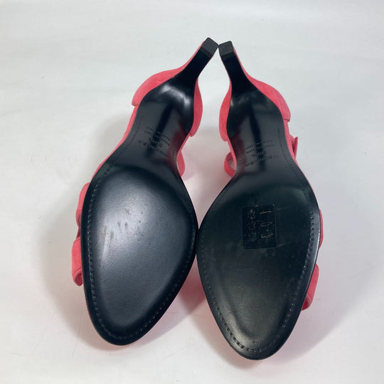 HERMES Sandals suede pink shoes Premiere 38 1/2