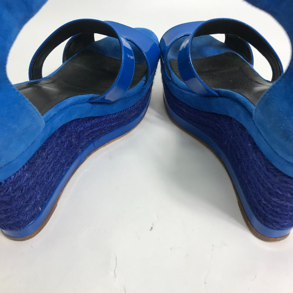 HERMES Sandals Suede, Patent Leather blue heel belt Elda Women 35 Used Authentic