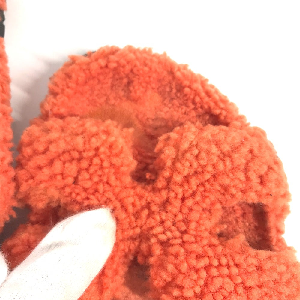 HERMES Sandals Sheepskin, Mouton Orange Fluffy H logo shoes flats Sandals "Chypre" Women 36 Used Authentic