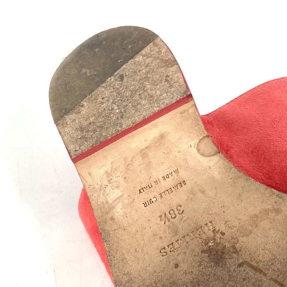 HERMES Sandals Suede, Leather Red CAIA Meador 38 1/2