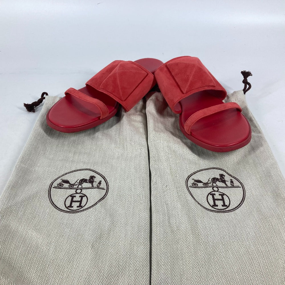 HERMES Sandals Suede, Leather Red CAIA Meador 38 1/2