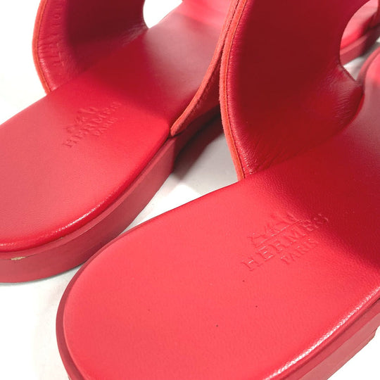 HERMES Sandals Suede, Leather Red CAIA Meador 38 1/2