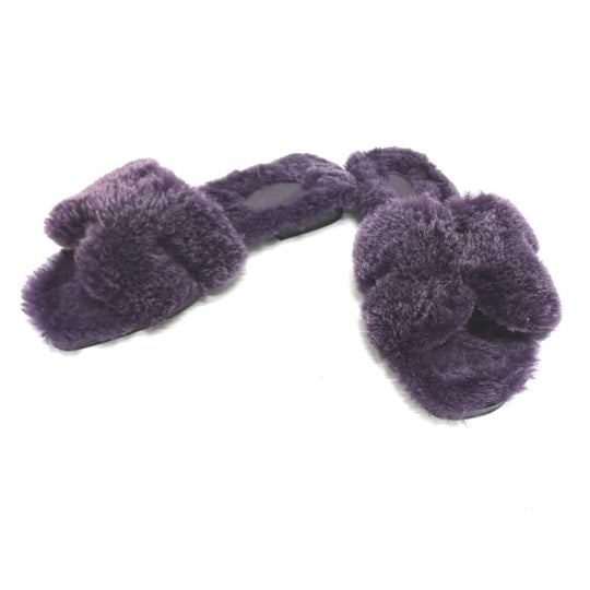 HERMES Sandals Sheepskin purple Oran Sheepskin Women 36 Used Authentic