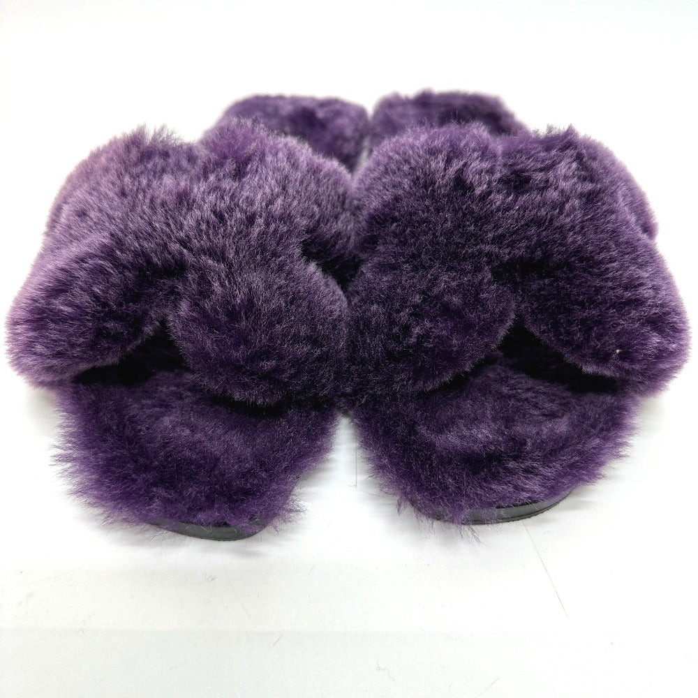 HERMES Sandals Sheepskin purple Oran Sheepskin Women 36 Used Authentic