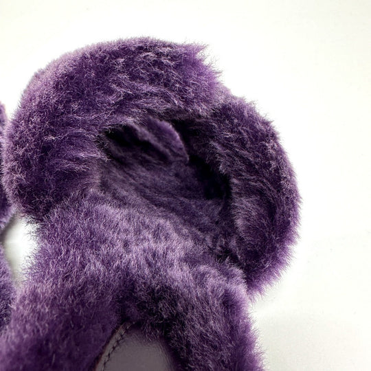 HERMES Sandals Sheepskin purple Oran Sheepskin Women 36 Used Authentic