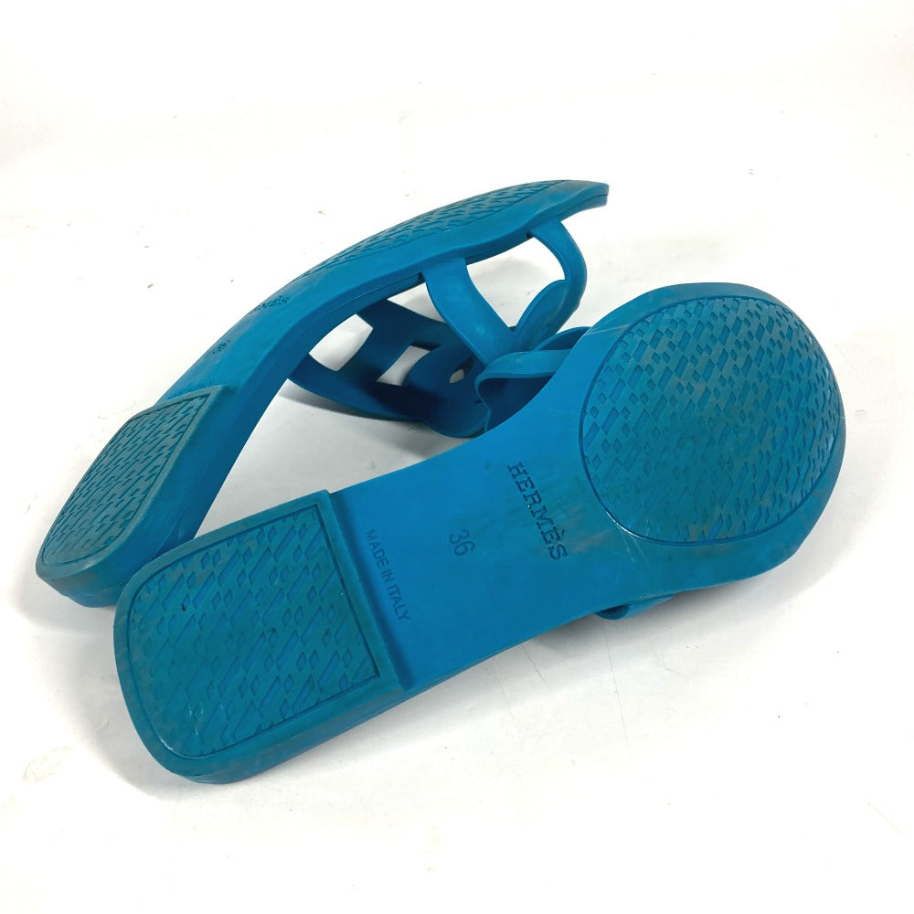 HERMES Sandals rubber blue Aloha Women 36 Used Authentic